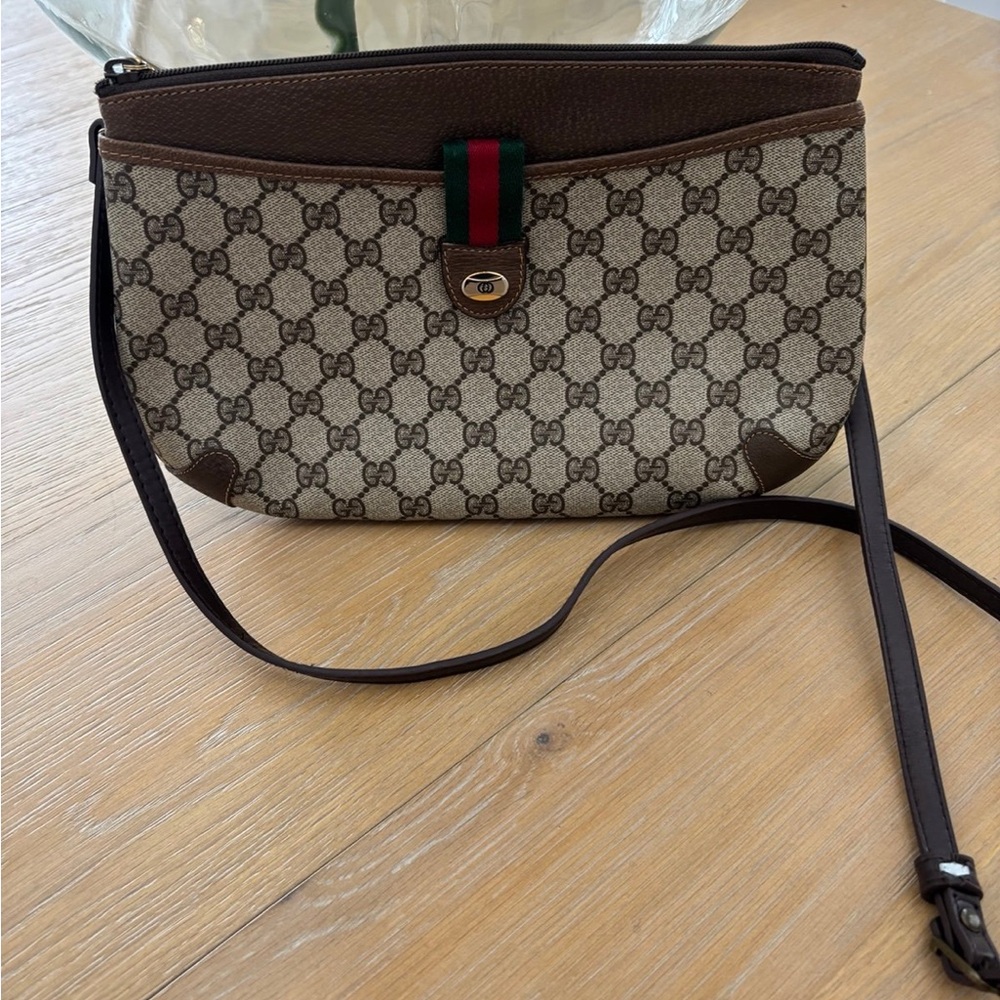 Gucci Brown and Cream Crossbody Bag